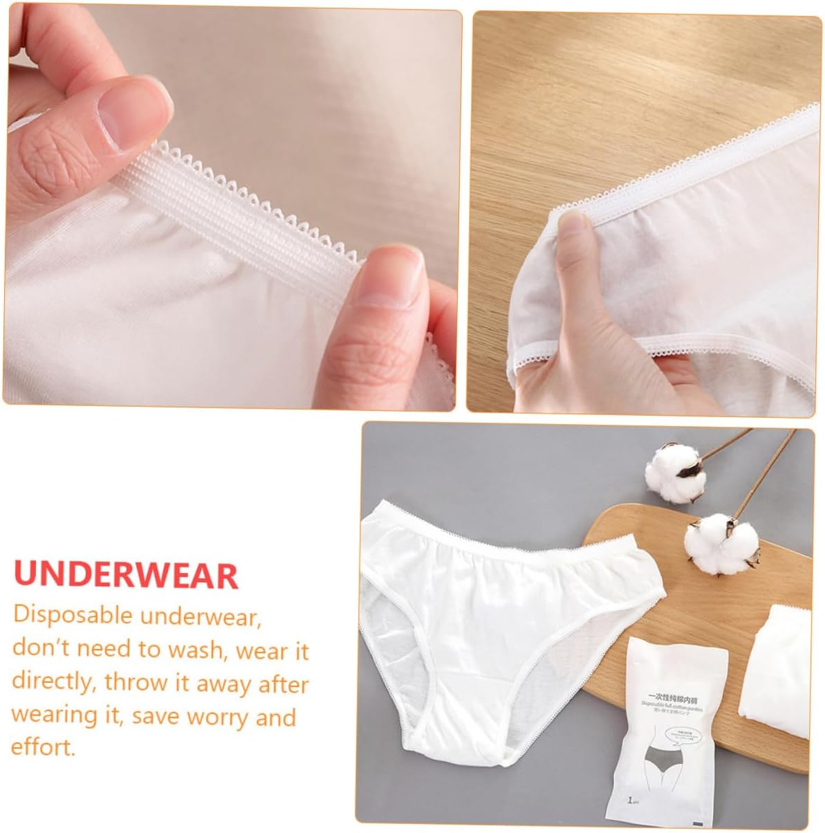 5Pcs Portable Travel Underwear for Pregnant Woman Breathable Disposable Underpants Women Briefs Made of Cotton for Outdoor Use White image number 1