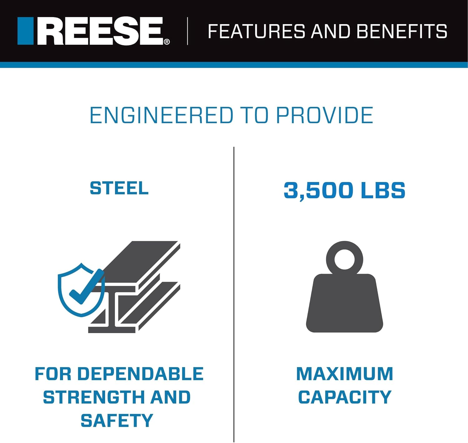 Reese Towpower 7020500 1-1/4" to 2" Receiver Adapter - 6" Long, Black image number 2