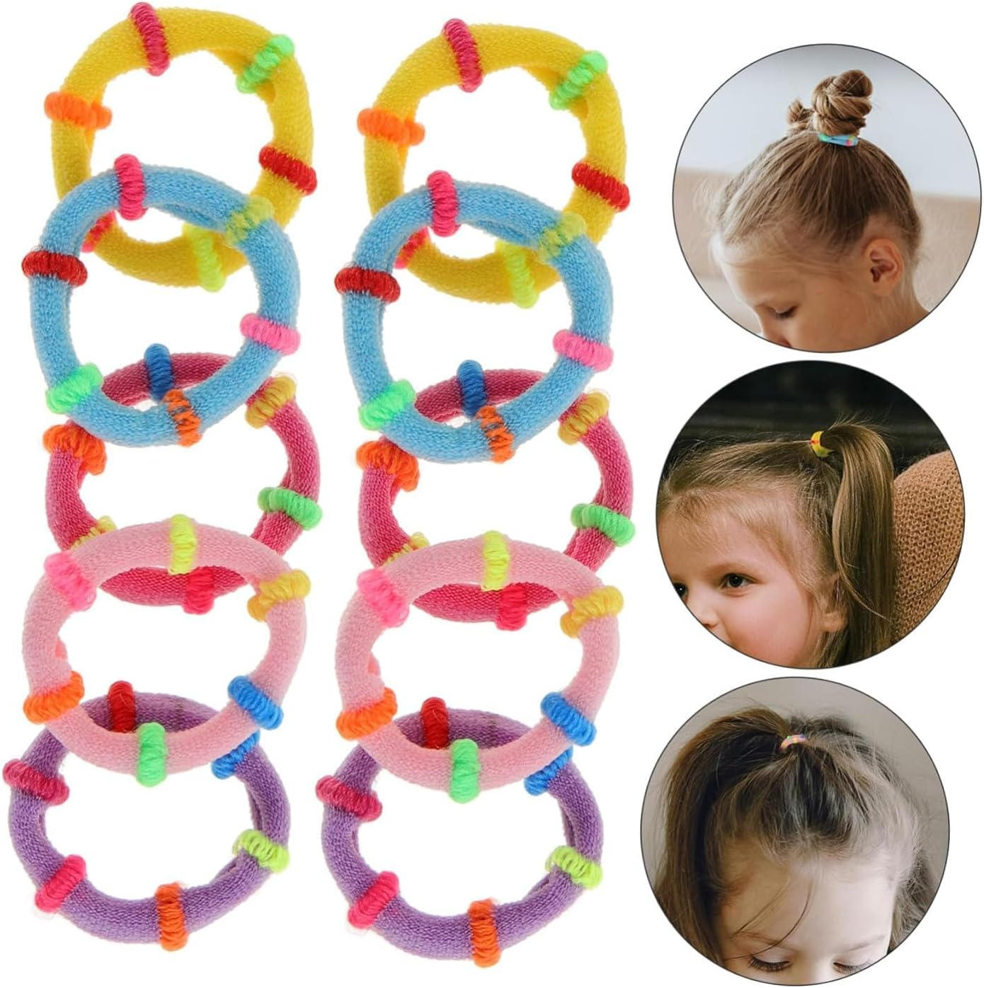 100 Macaron-Colored Leather Ropes, Seamless Cotton Stretchable Hair Bands, Cute Colorful Hair Bands, Hair Accessories for Girls and Children image number 5