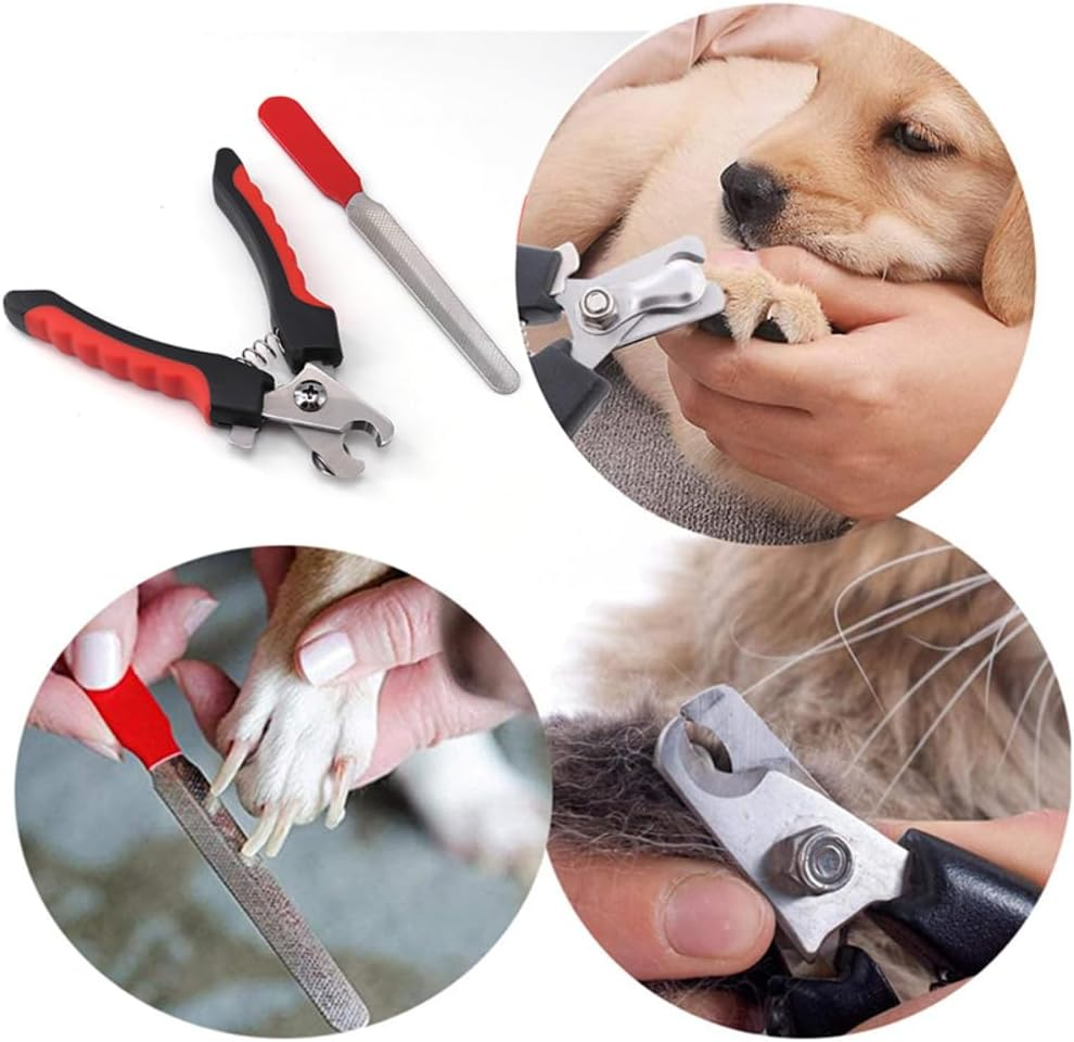 Votoka Nail Clippers for Dogs and Cats, Stainless Steel Nail Clippers with Safety Protection, Red/Black, with Nail File, Claw Care Tool image number 3
