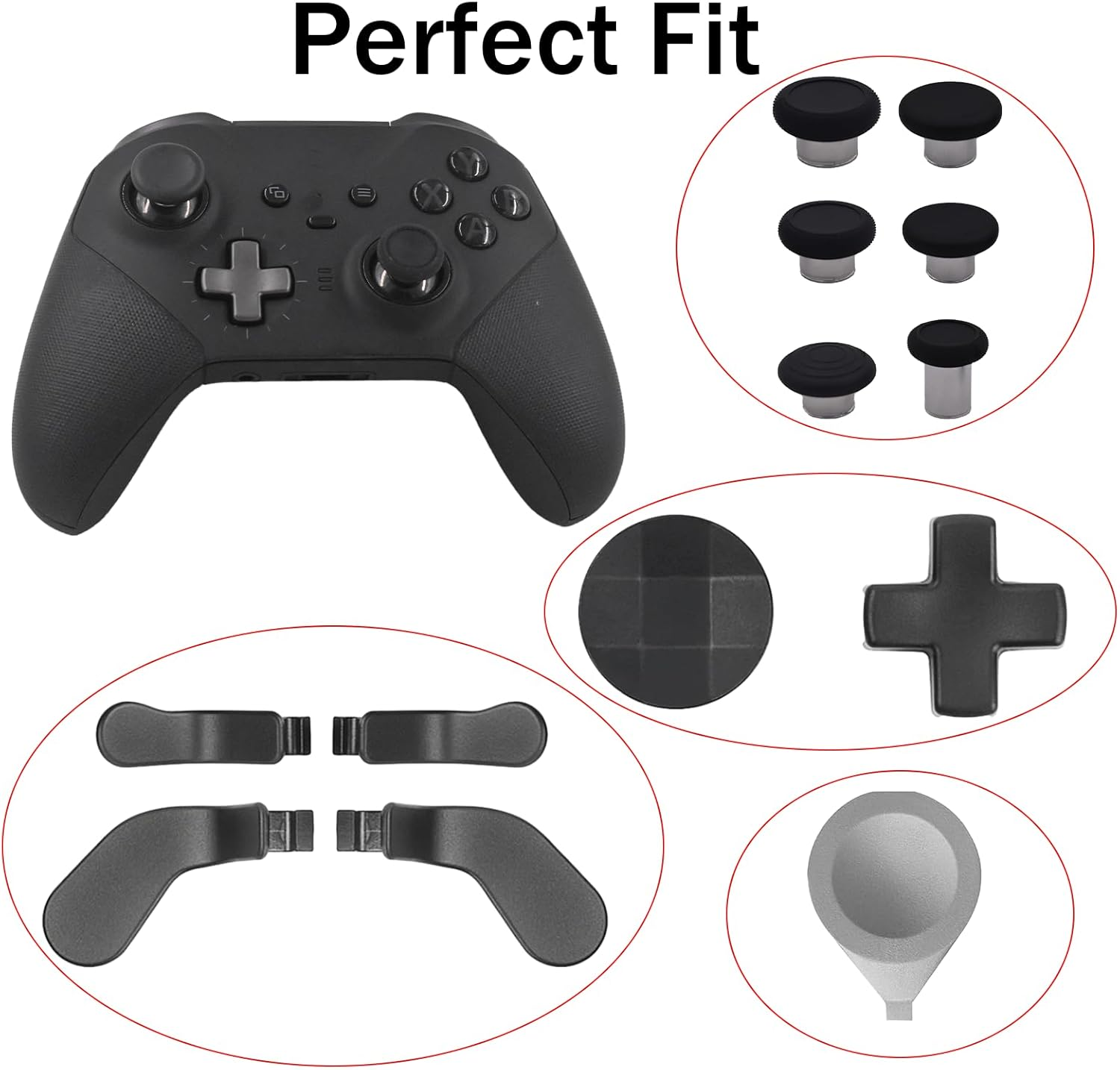 13 in 1 Elite Controller Paddles for Xbox Elite Series 2 Core Controllers Component Set with 6 Metal Thumbsticks & Tool, 2 D-Pads, 4 Paddles for Xbox Elite Series 2 (Black) image number 2