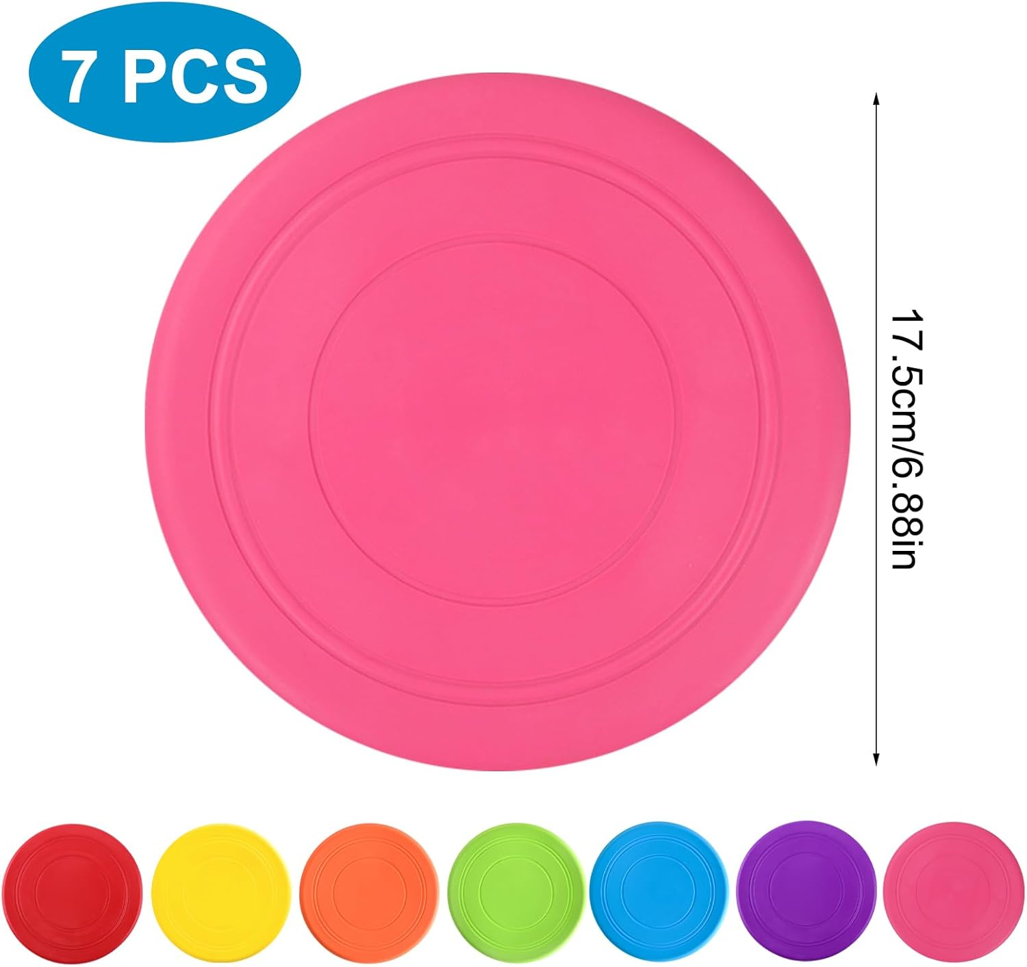 Pack of 7 Dog Frisbees, 17.5 Cm Training Discs Dog, Dog Toy Frisbee Made of Natural Rubber, 7 Colours Water Frisbee, Versatile Soft Frisbee for Dog Training, Throwing, Catching and Playing image number 4