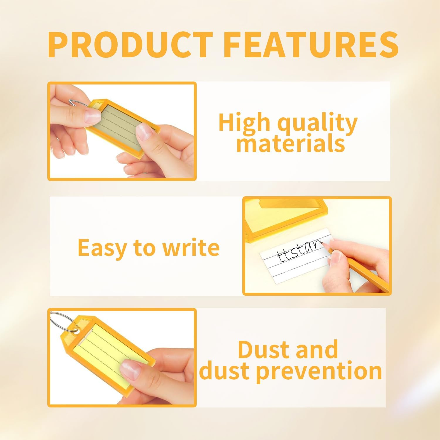 Funcyboo 96 PCS Key Tags Plastic Key Labels Tags with Split Ring Label Window Waterproof Key Label Suitable for Keys Backpacks Luggage Wallet(8 Colors) image number 3