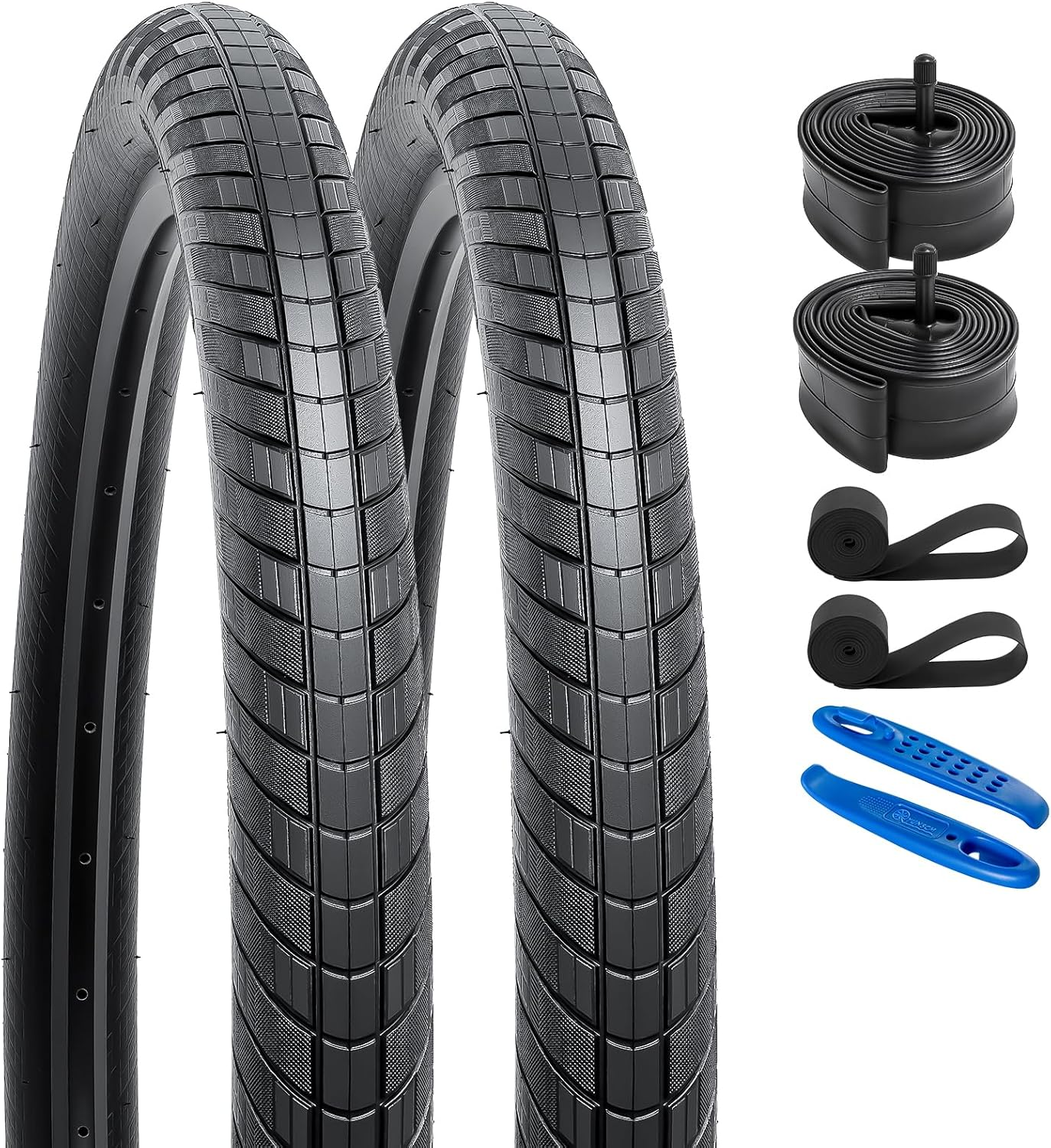 Yunscm 2 Pcs,27.5X2.4 Bike Tires,27.5X2.4 60-584 Bike Tyres + Bike Inner Tube Schrader Valve 32Mm+Rim Strap+Tire Lever,Mountain Bike Tire 27.5 2.4,MTB Tire 27.5X2.4,Y-147 image number 4