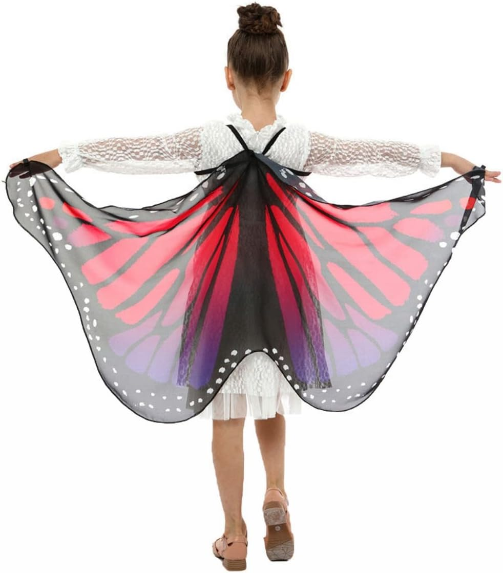 Costume Bay Kids Girls Butterfly Wings Cape Princess Scarf Fairy Wrap Cloak Shawl Book Week Halloween Costume Dress Up image number 2