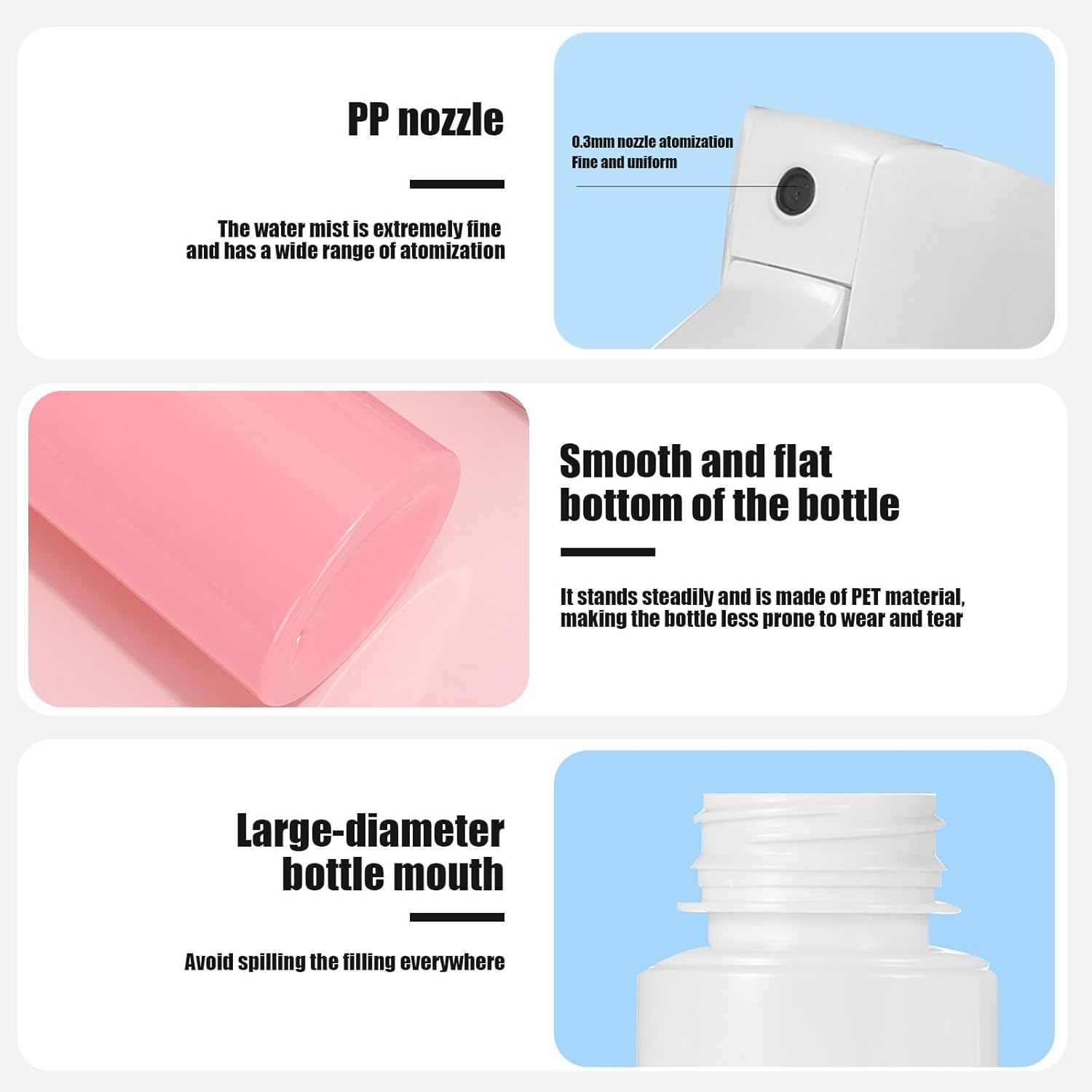 2 Pack Continuous Spray Bottles, 200Ml Ultra Fine Mist Water Sprayer for Hair Styling, Plants, Cleaning & Skin Care, Leak-Proof 360&deg; Spray Bottle, White & Pink image number 2