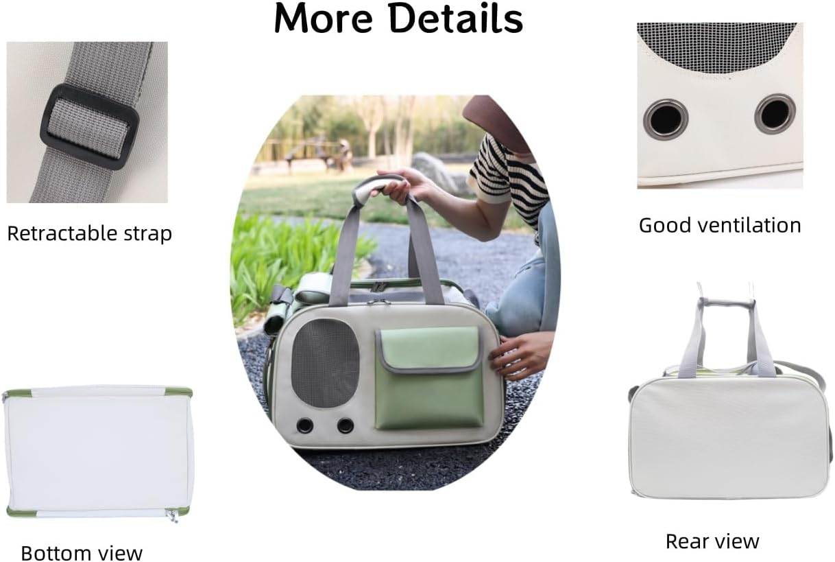 Collapsible Airline Approved Pet Carrier for Cats & Dogs up to 17 Lbs &ndash; Soft-Sided Travel Carrier with Breathable Mesh, Roll-Up Curtain & Easy-Clean Design (Green+Beige) - Grey+Black image number 3