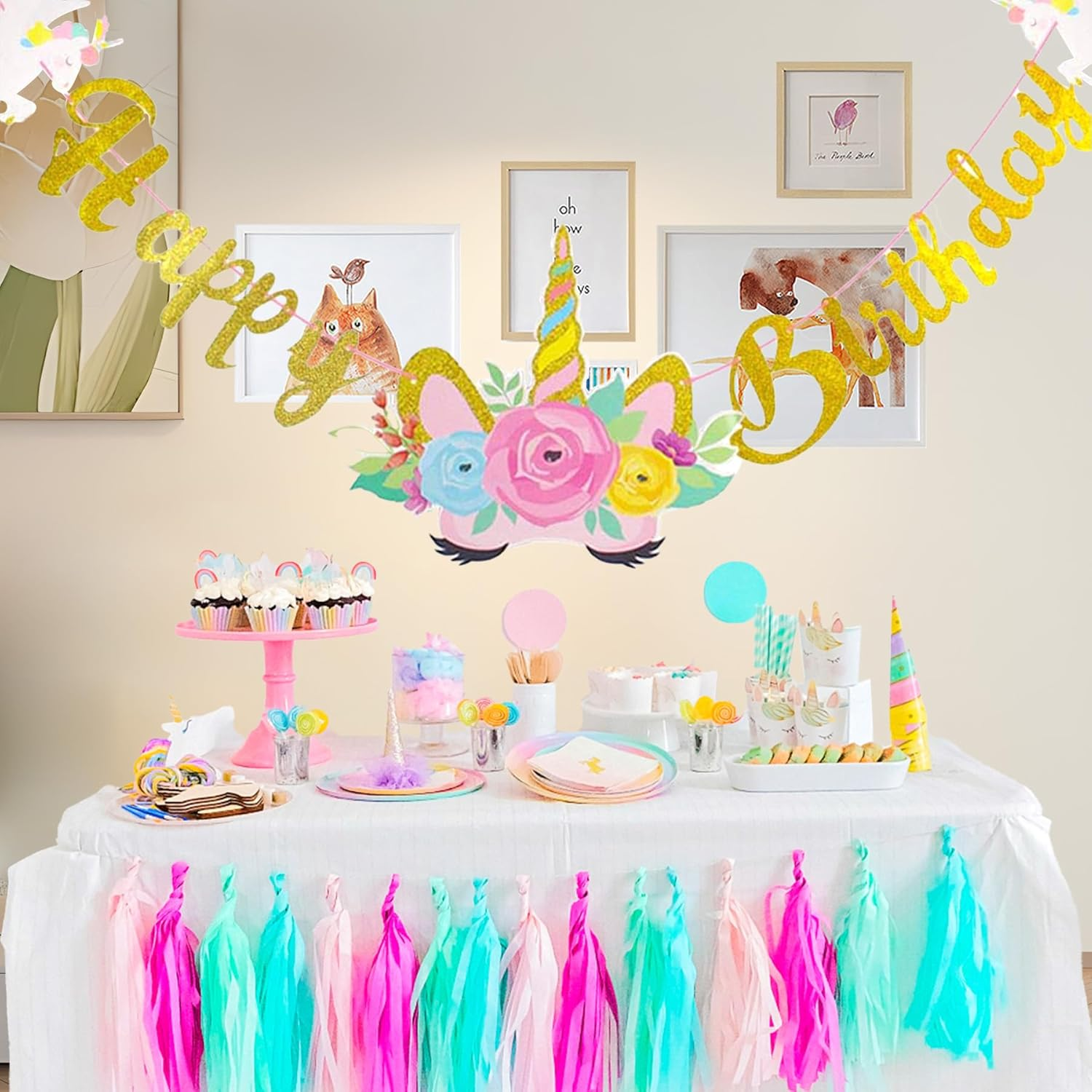 MAIGO Unicorn Birthday Decorations-Birthday Banners for Girls,Birthday Party Decorations,Girls Party Decorations,Unicorns Party Banners for Birthday Party Girls,Party Decorations for Adults Baby Showe