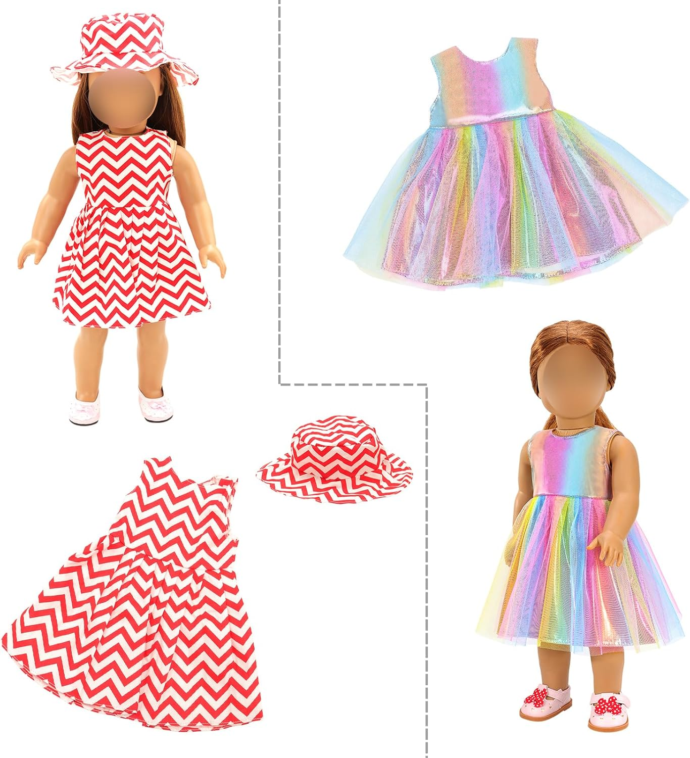 BARWA 18 Inch Doll Clothes and Accessories 5 Sets Clothes Dress Outfits with 2 Pairs Shoes for 18 Inch Girl Dolls image number 1