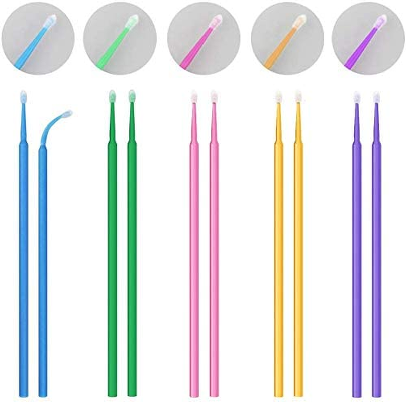 500 PCS Disposable Micro Applicator Brush Bendable Makeup Brush Mascara Brush Eyelash Brush Disposable Eyelash Mascara Brushes Wands Applicator Makeup Brush Kitsfor Eyelash Extensions, 5 Colors image number 5