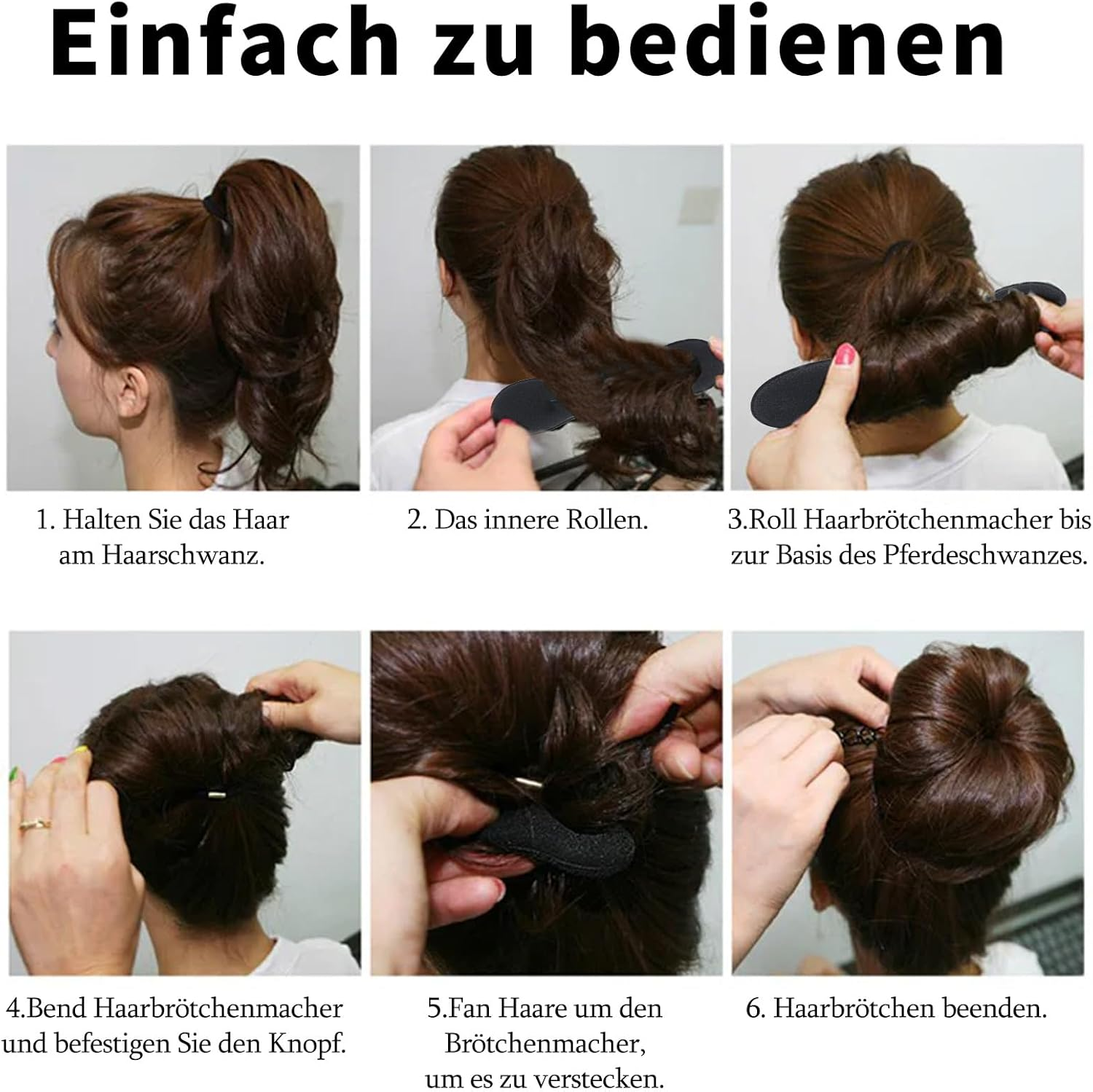 4 Pack Hair Bun Maker for Women - 2 Small and 2 Large Non-Slip Foam Bun Shapers for Easy Updos, Curler Bun Clips, Reusable Magic Bun Curler image number 2