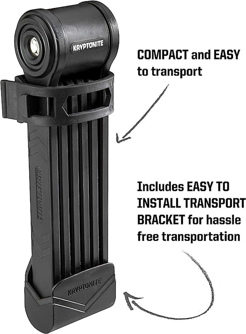 Kryptonite Keeper Folding Bike Lock, 2.75FT/3.25 FT Long Compact Lightweight High Security Anti-Theft Foldable Bicycle Lock with 2 Keys and Mount for E-Bikes Scooter Road Mountain Bike image number 2