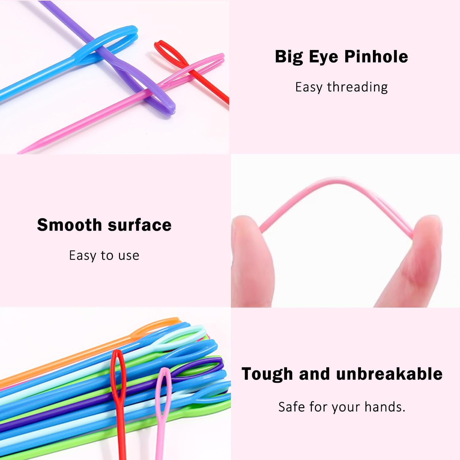 WALWAL 30 Pcs Large Eye Plastic Weaving Needles, Colorful Yarn Needles, for Crochet Knitting and DIY Sewing Handmade Crafts(2.76 in + 3.54 in + 5.91 In) image number 2