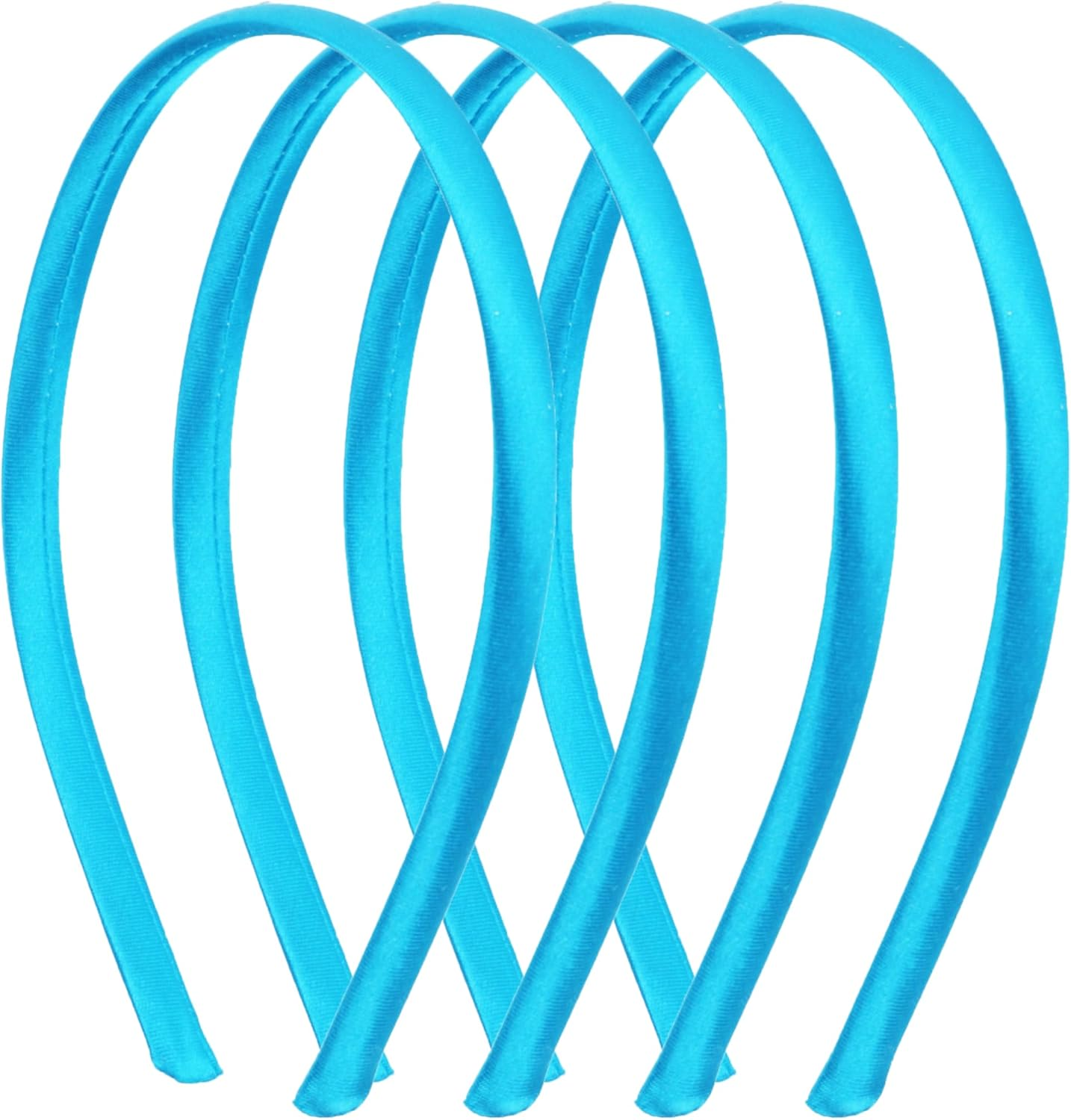 Motique Accessories Thin Headbands for Women Solid Satin 4 Pack - Black