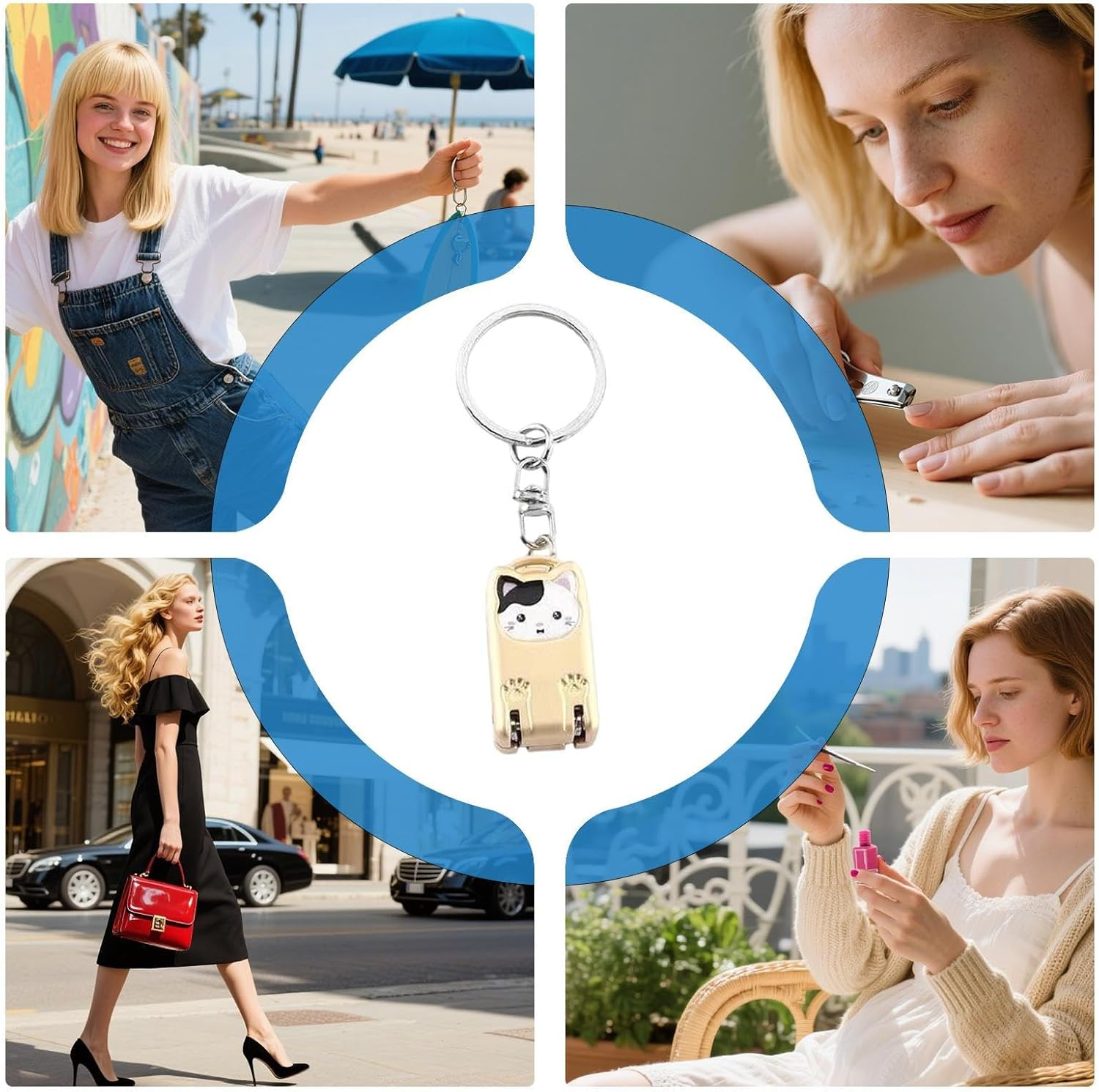 YNPQTDS Toenail Clippers,Portable Cat Keychain Nail Clippers | Non-Slip Pedicure Tools for Fingernails Toenails Daily Home Office Car Travel Trips Outdoor Purse Keyring Women Kids image number 1