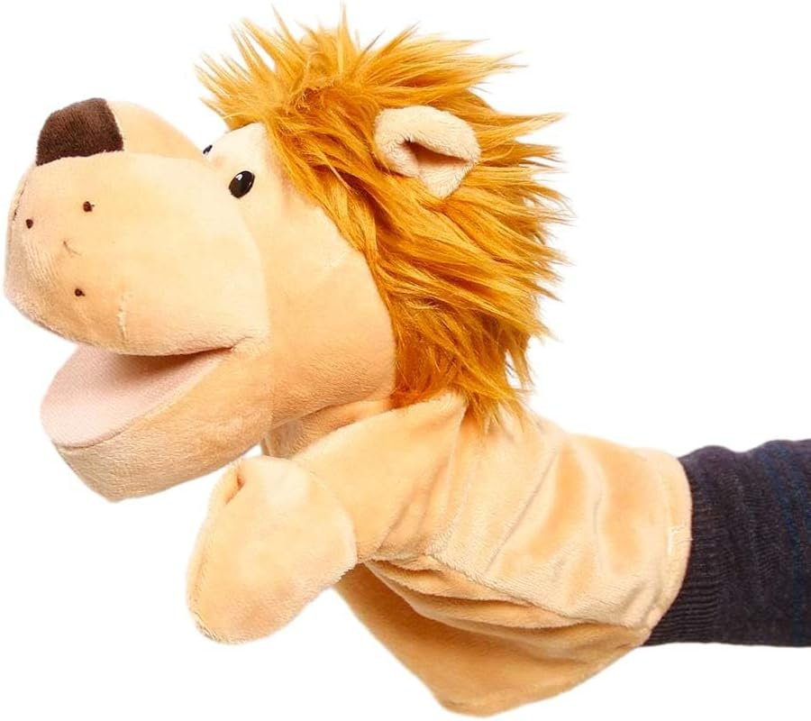 Lion Hand Puppet for Kids - Farm Animals Finger Puppets, Plush Soft Toy with Movable Mouth - Little Yellow Duck image number 2