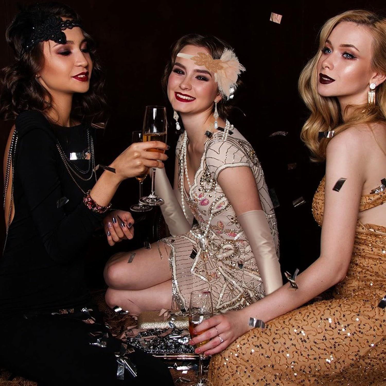 4 Pieces 20S Facny Dress Accessories, Great Gatsby Accessories for Women, 1920S Vintage Flapper Dress Up, Flapper Charleston Accessories, for 20S Party Halloween Masquerade image number 6