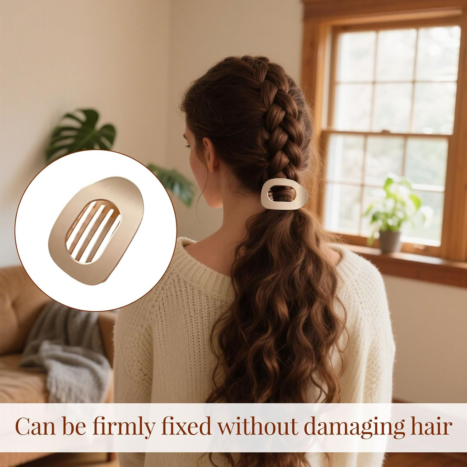 Flat Hair Clip, 4Pcs Flat Claw Clip, round Hair Claw Clips, Non-Slip Curved Design for All Types, Clips for Thin to Thick Hair, French Hold Barrettes for Women and Girls (Multicolor) image number 1