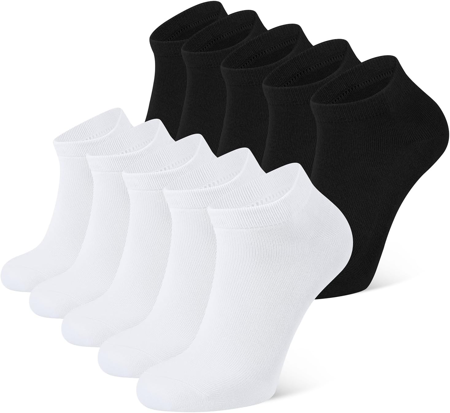 CLOSEMATE 10 Pairs Comfortable Cotton Ankle Low Cut Non Slip Casual Short Socks for Men Women
