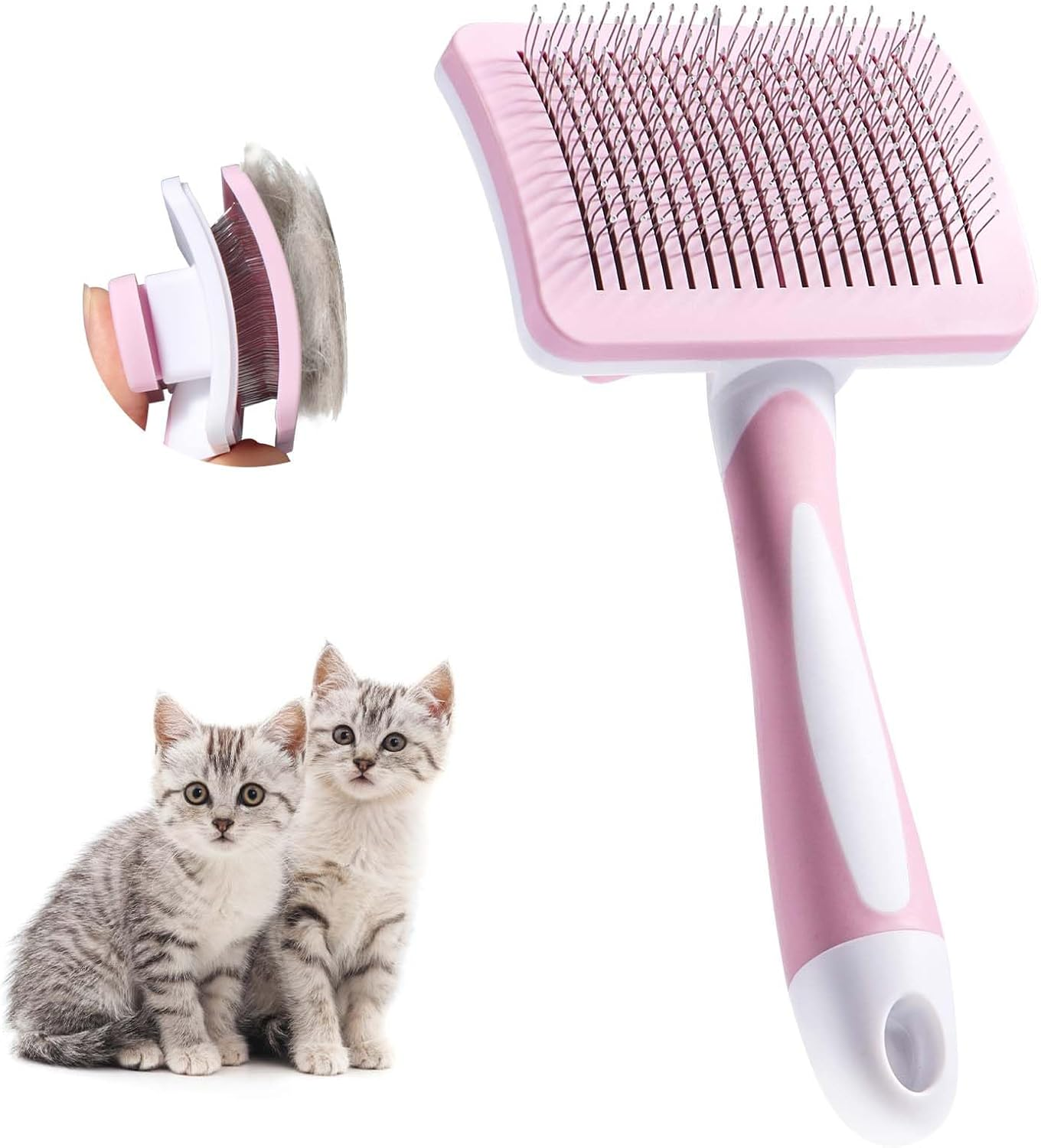 Vinabo Self Cleaning Pet Brush, Long and Short Hair Brush for Dogs and Cats, Soft Brush for Dogs and Cats, Self-Cleaning Grooming Brush for Pets