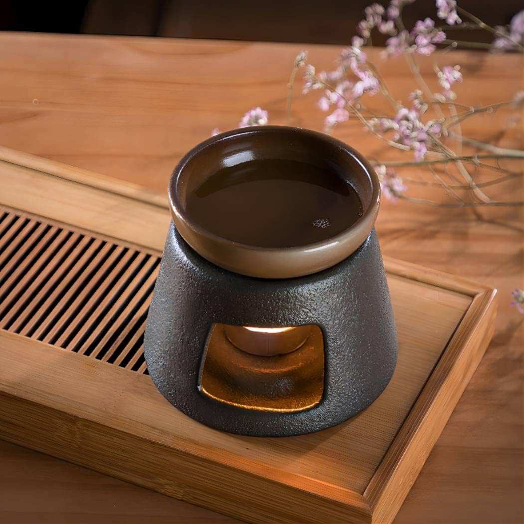 Hand Made Large Capacity Essential Oil Burner Wax Melt Burners, Aromatherapy Aroma Burner Ceramic Oil Diffuser Candle Tealight Holder Home Bedroom Decor Brown image number 4