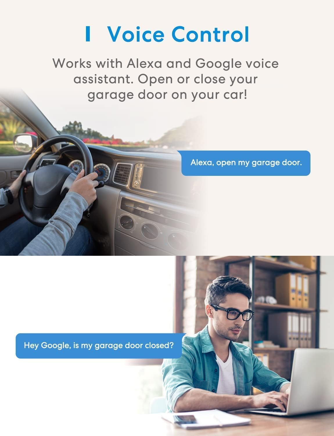 Meross Smart Wifi Garage Door Opener, App Control, Compatible with Alexa, Google Assistant and Smartthings, No Hub Required image number 3