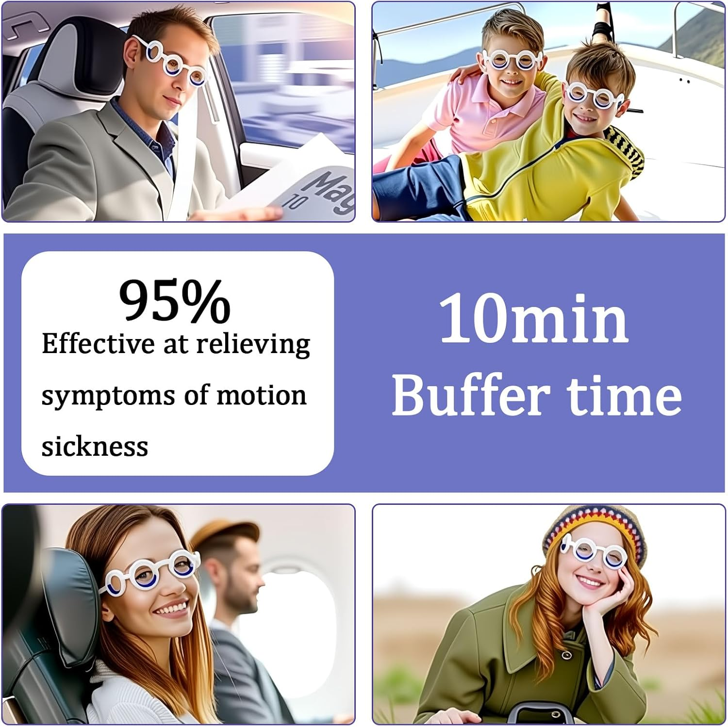 2 Pcs Motion Sickness Glasses,Car Sickness Glasses,Motion Sick Glasses for Adults and Children,Applicable to Motion Sickness, Seasickness, Travel, Games Nausea image number 2