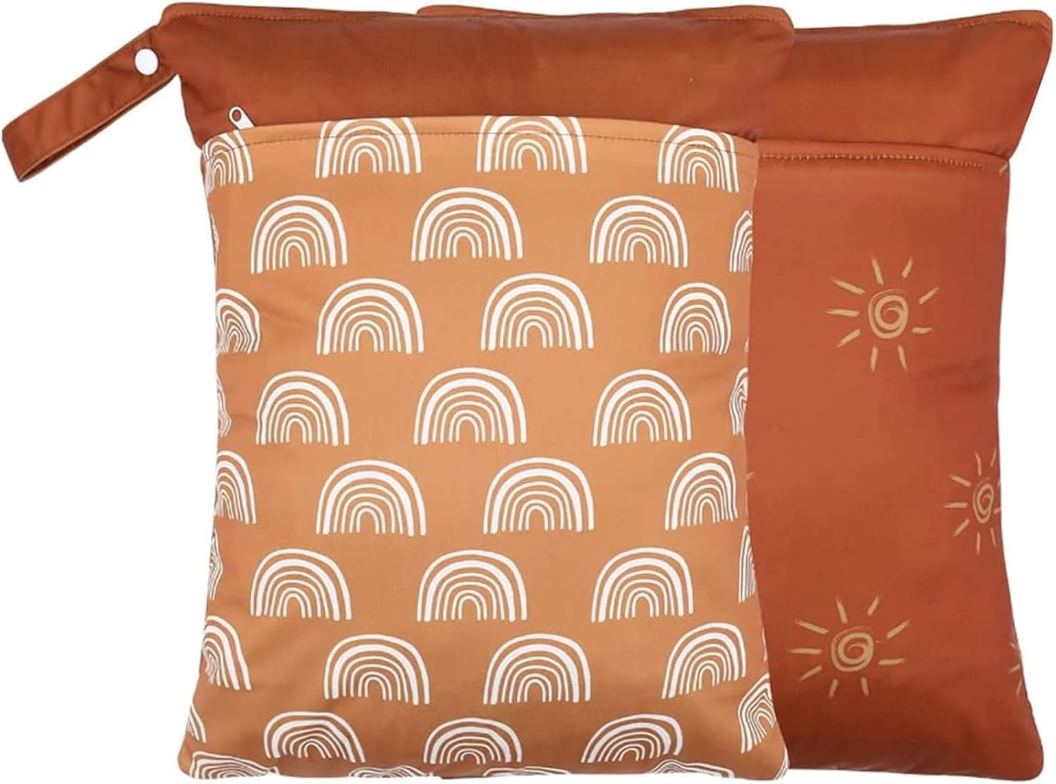 2 Pack Wet Dry Bags for Baby Cloth Diapers, Waterproof Nappy Bag Organizer, Reusable Wet Bag with Two Zippered Pockets Handle for Beach Pool Gym Stroller Yoga Toiletries Daycare Organizer image number 5