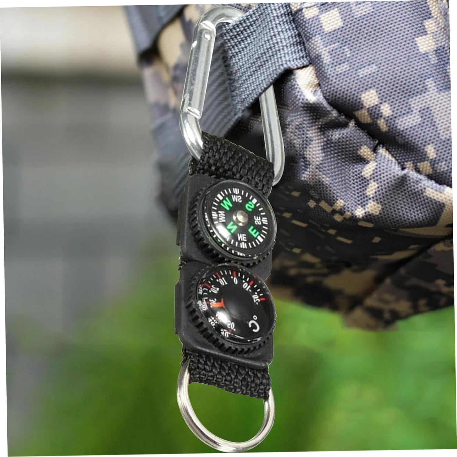 Compass Keychain Carabiner with Thermometer, Waterproof Hanging Mini Hiking Compass, Multifunctional Survival Tool for Outdoor Sports Hiking Camping Black Compass Carabiner Outdoor Compass Thermomete image number 5