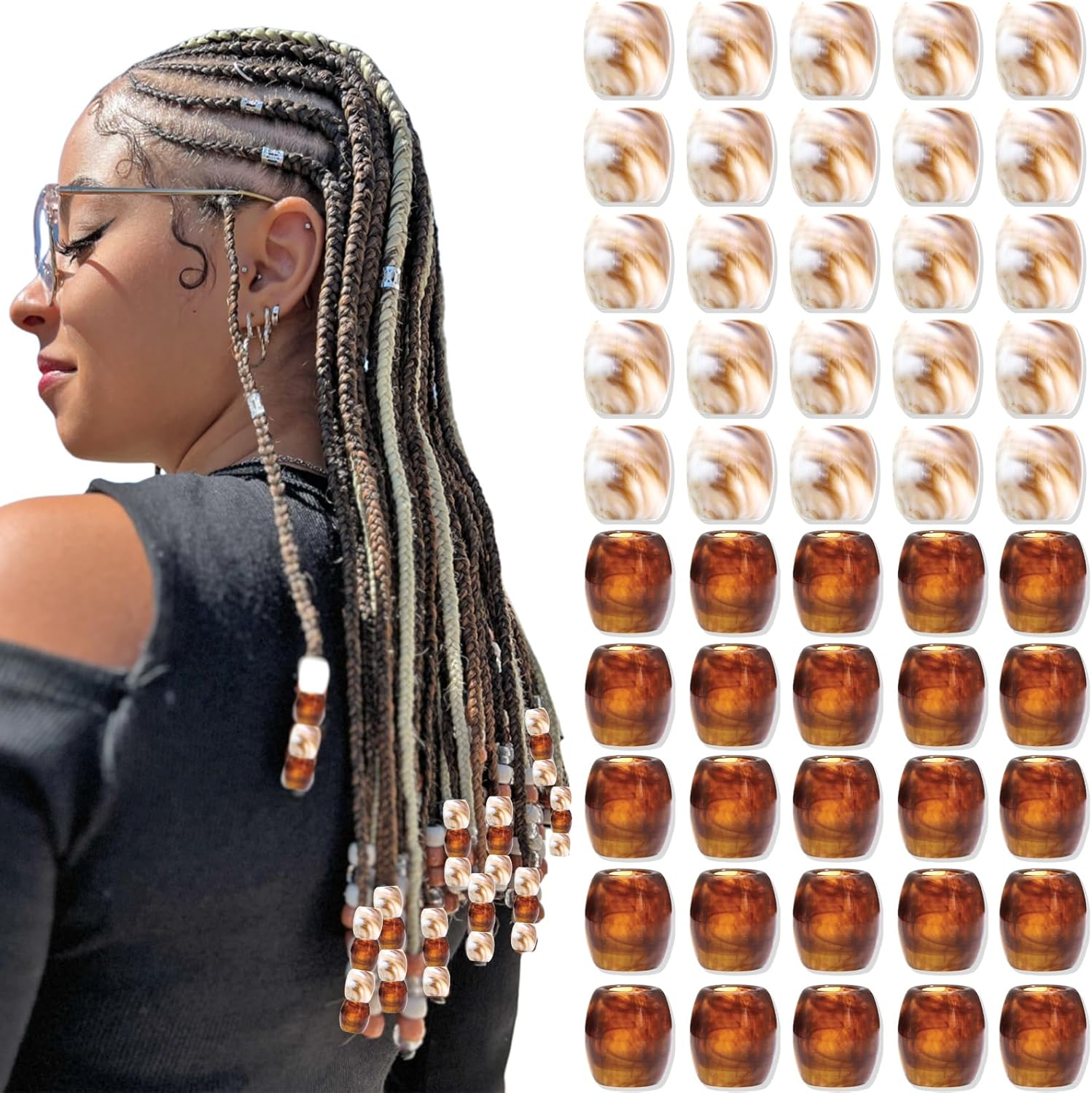 VENOFEN 48 Pink Hair Beads for Dreadlocks, Braids, and Pony Tails - Light Pink, Kids' Girls' Jewelry Making Hair Accessories