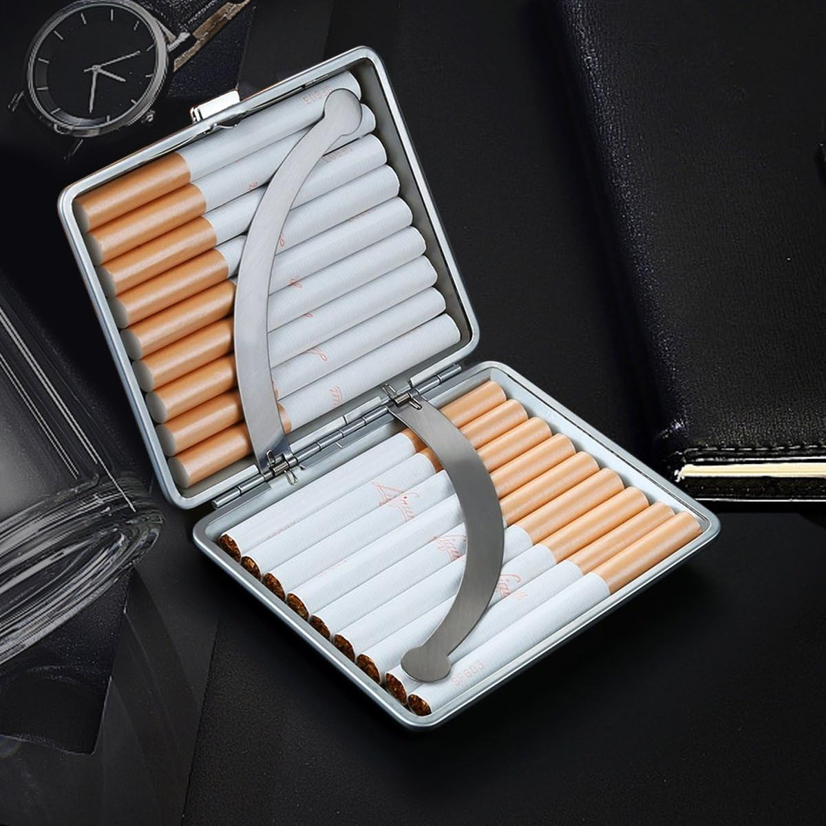 Leather Black Cigarette Case Holds 20 Cigarette (For Regular Size and King Size 84Mm Only) image number 2