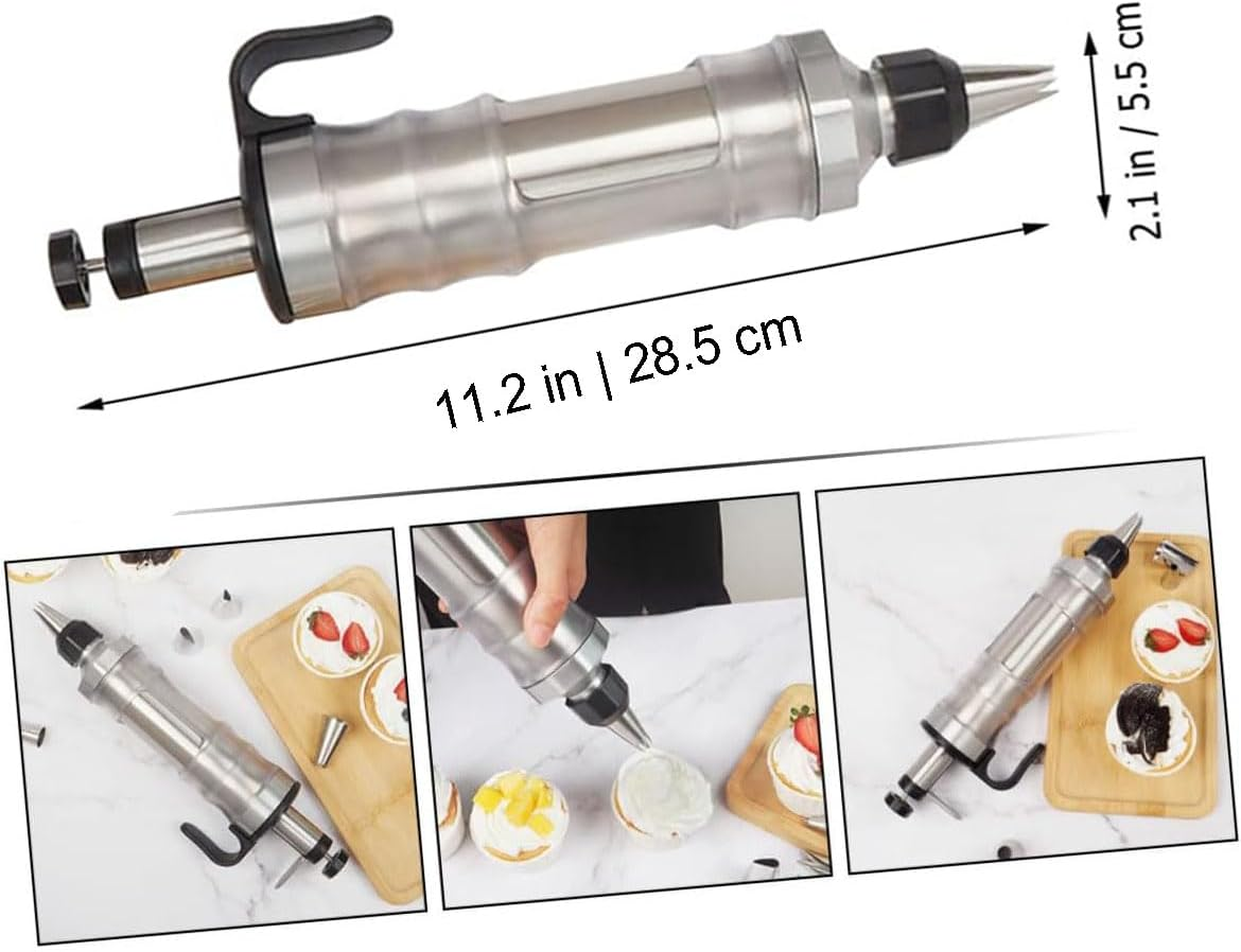 Limcryspp Stainless Steel Cake Decorating Kit,Icing Decoration Gun Set, Buttercream Frosting Piping Tool,6 Pcs Piping Icing Nozzles Cupcake Filling Injector Cake Icing Tool for Baking (Black) image number 6
