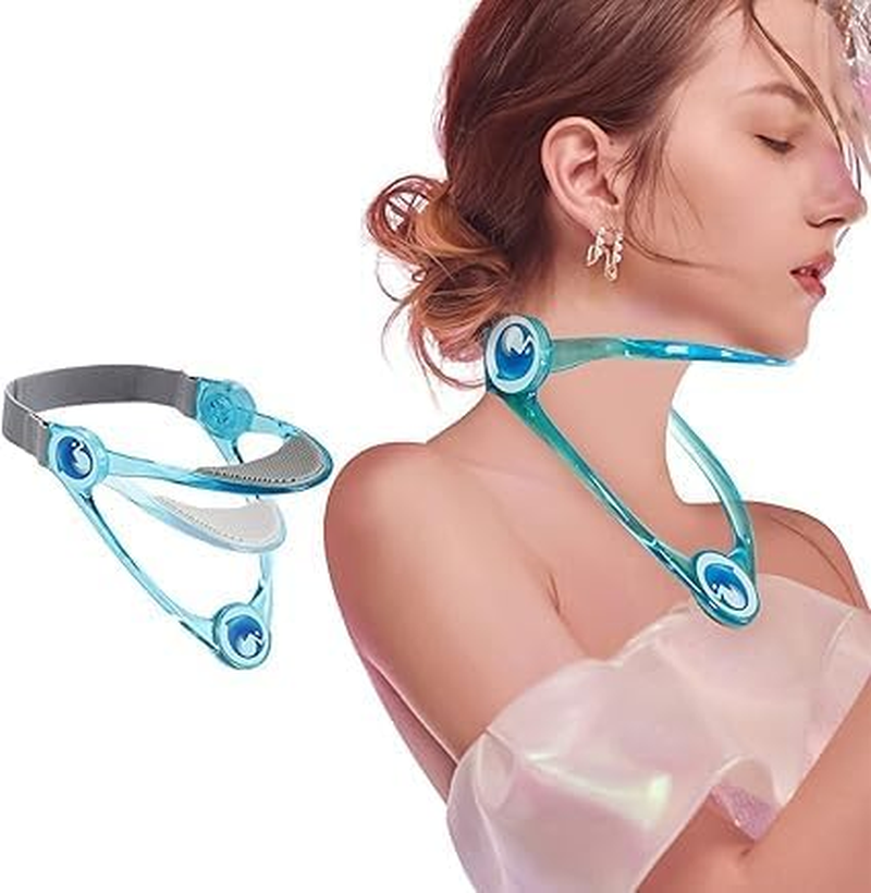 Neck Stretcher,Neck Braces,360 Degree Adjustable Neck Support.Ergonomic Cervical Traction Device for Aligning Neck.Neck Posture Corrector for Neck Pain Relief, Spinal Decompression (Blue) image number 1