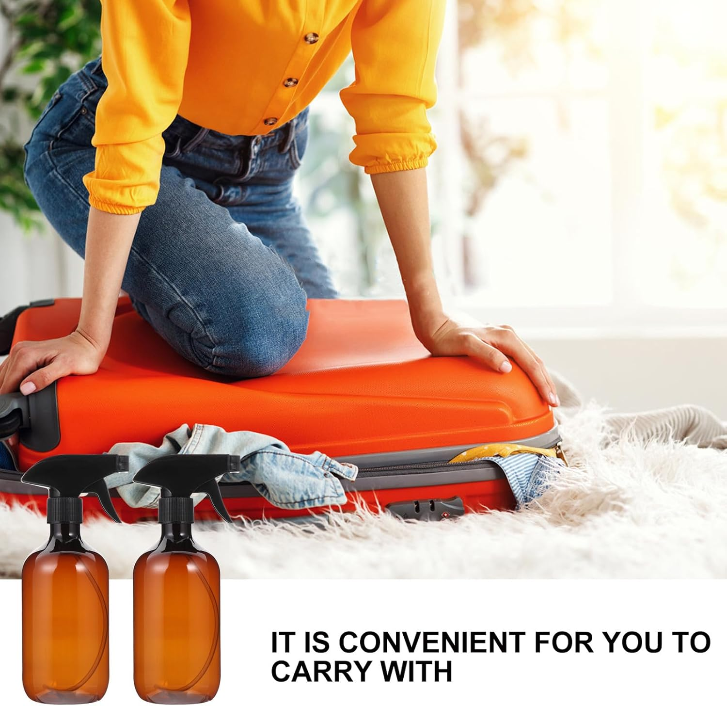 GRADENEVE Pet Plastic Spray Container 4 Pack 500Ml Amber Bottles for Outdoor Cleaning and Liquid Storage image number 4