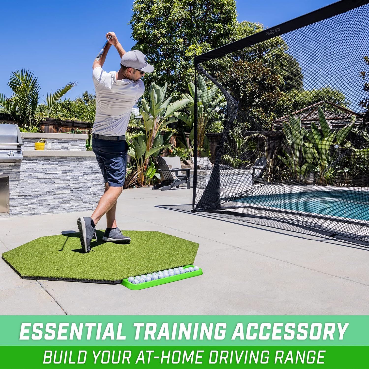 Gosports All-Weather Golf Ball Tray with 24 Ball Capacity - Black or Green - Compatible with All Hitting Mats image number 1