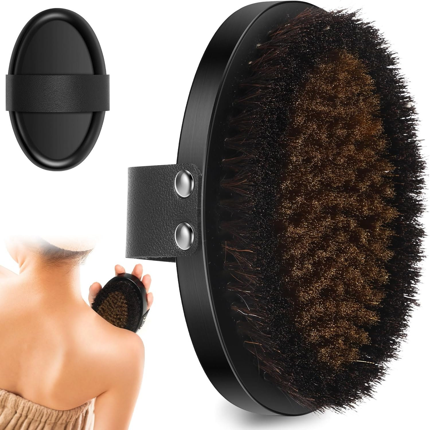 Dry Body Brush, Exfoliating Brush Reusable Skin Exfoliating Body Scrubber Portable Copper Bristle Dry Skin Brush for Reducing Cellulite