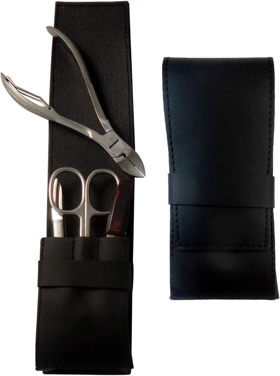 Tenartis 369 4-Piece Manicure and Pedicure Case for Men Made in Italy Genuine Leather Brown