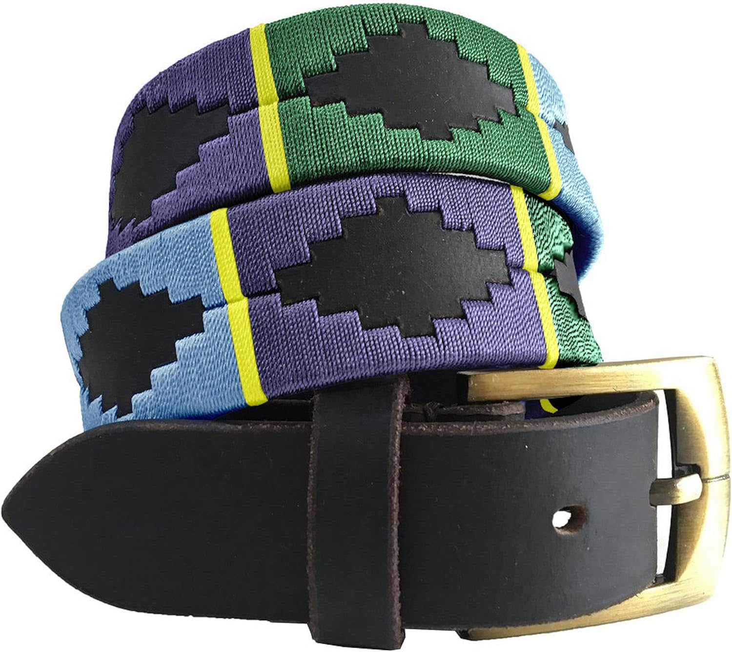 CARLOS DIAZ Mens Womens Unisex Argentinian Brown Leather Embroidered Polo Belt (105 Cm/ 38 Inches) image number 1