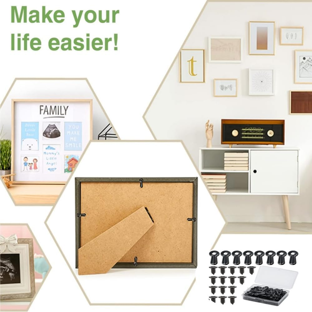 200 Pcs Picture Frame Turn Button Fasteners Set, Metal Picture Frame Hardware Backing Clips with 100 Pieces Screws for Hanging Pictures, Craft, Photos by DACUAN (Black) image number 5