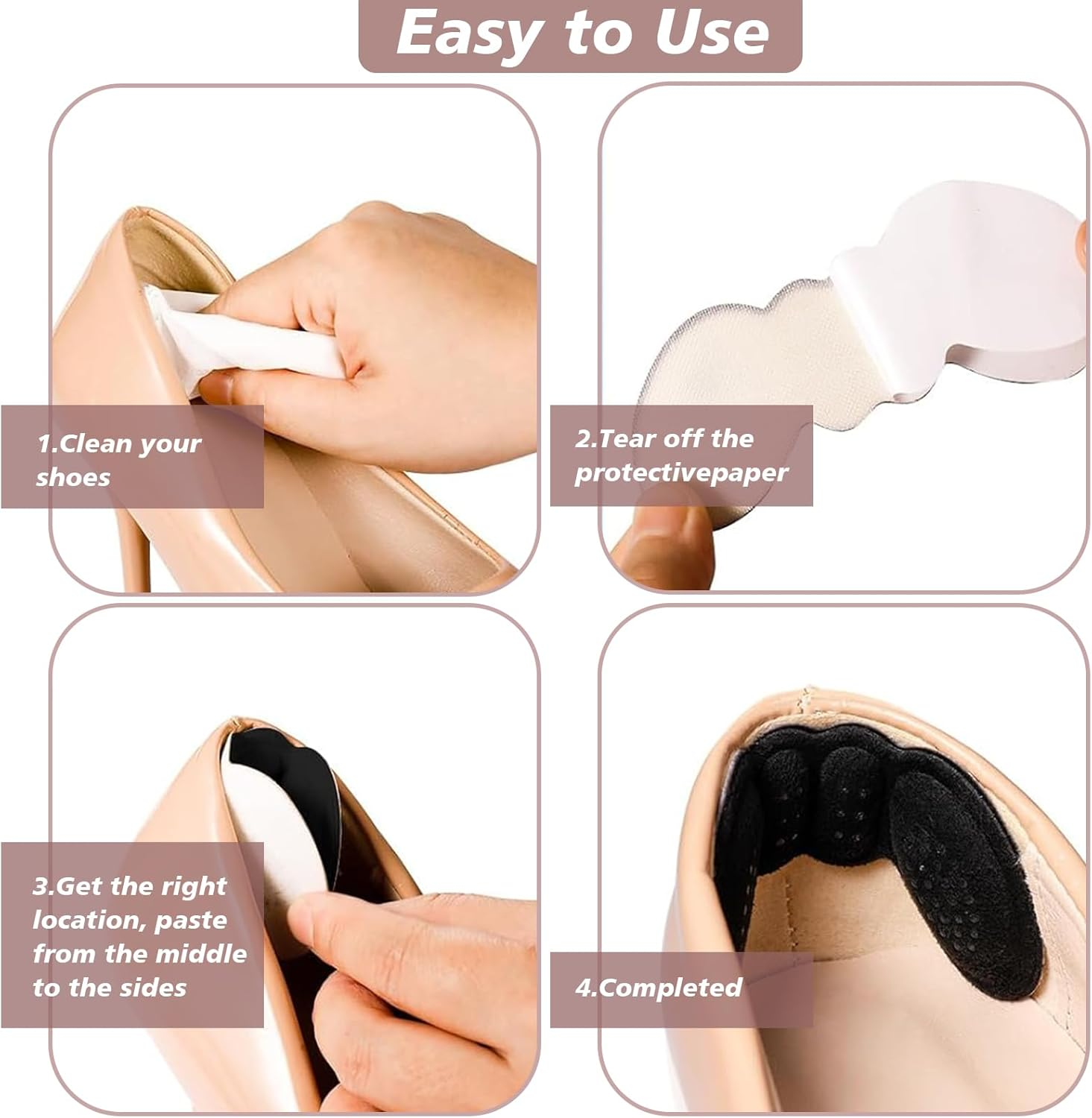 Heel Pads for Shoes - Anti-Slip Heel Grips for Women & Men, Soft 5D Wing Cushion Liner Inserts &ndash; Stops Heel Slip, Blisters, Improved Fit for Loose Shoes &ndash; Comfortable Sponge Protectors (16PCS) image number 4