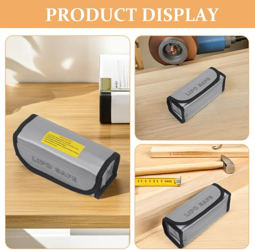 OSALADI Fireproof Lipo Battery Safety Bag 2Pcs High Temperature Resistant Explosion-Proof Pouch for Model Aircraft Lithium Battery Storage image number 1