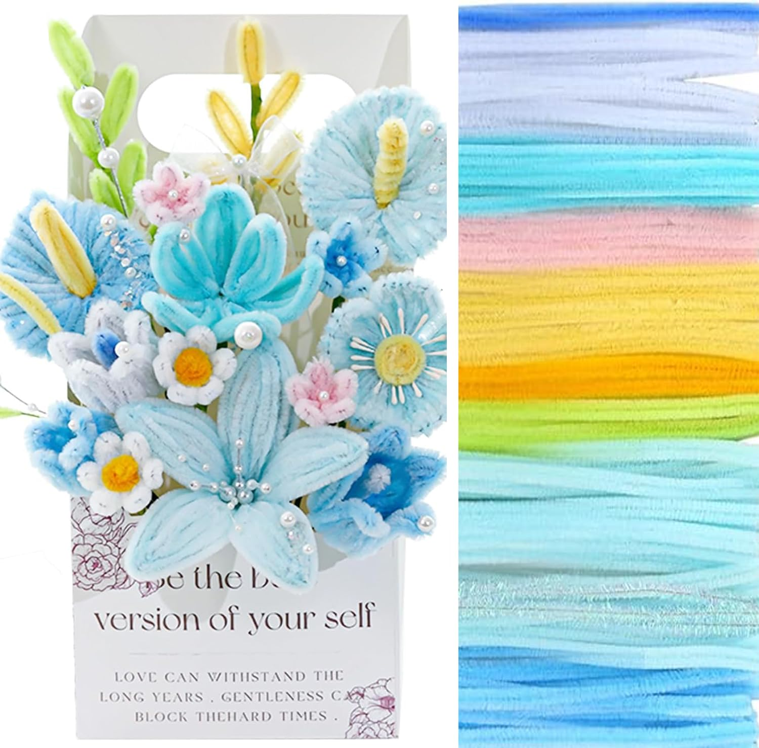 Pipe Cleaners Craft, Flower Making Set, Thick & Durable Chenille Stems Fuzzy Sticks Craft Supplies Pipe Cleaners for DIY Art and Craft Creative image number 2