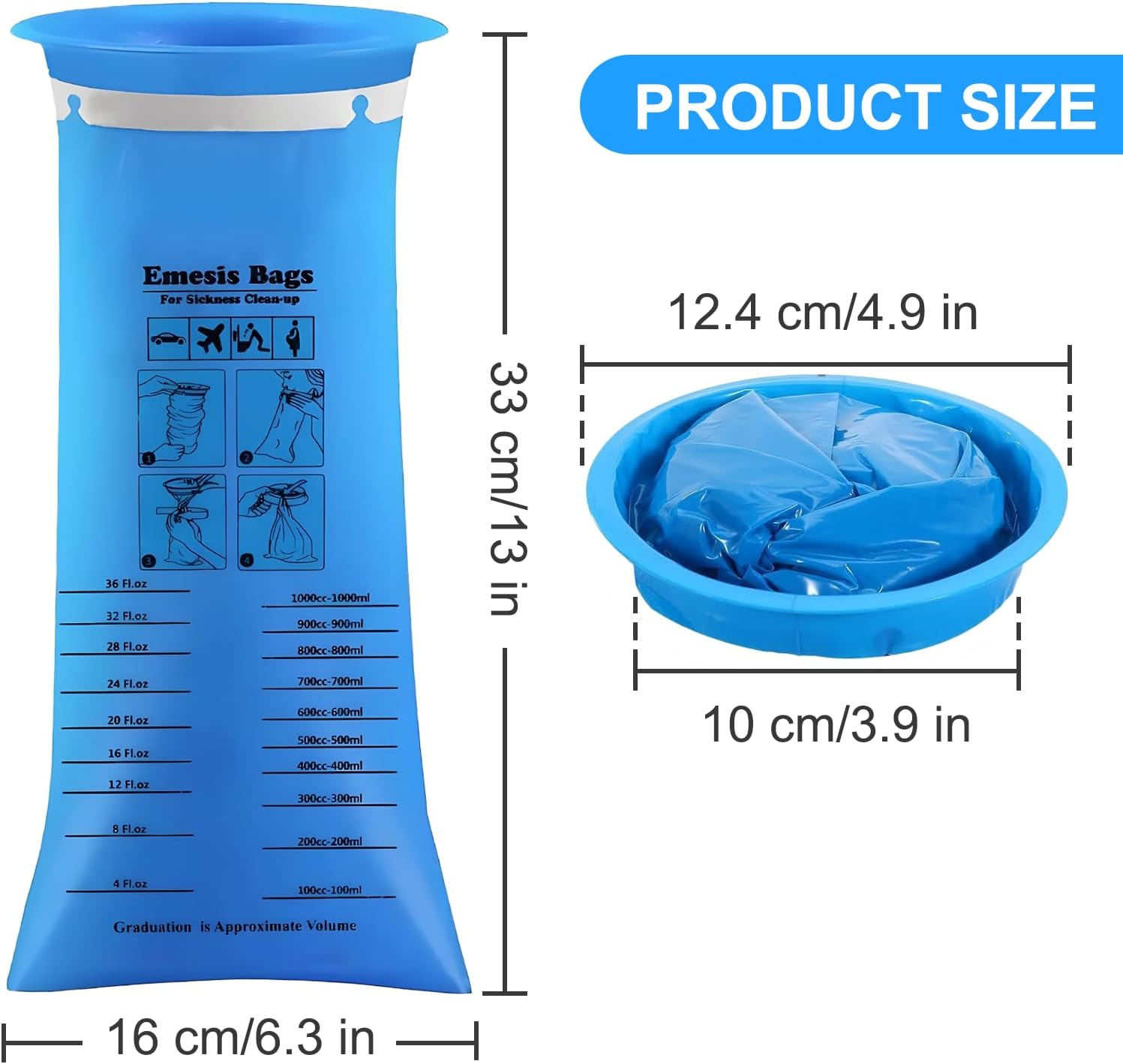 ROOBUCK 30 Pack Disposable Vomit Bags &ndash; 1000Ml Emesis Bag, Leak-Proof and Odor Control for Travel, Car, Motion Sickness, and Emergency Use image number 3