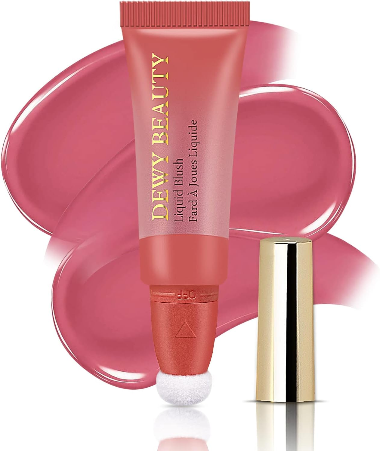 Liquid Blush Wand, Cream Liquid Blush with Cushion Applicator for Cheeks Tint, Long-Wearing Makeup,Natural-Looking, Glow Dewy Finish, Weightless Blendable Liquid Blush Stick (104 Cheery)