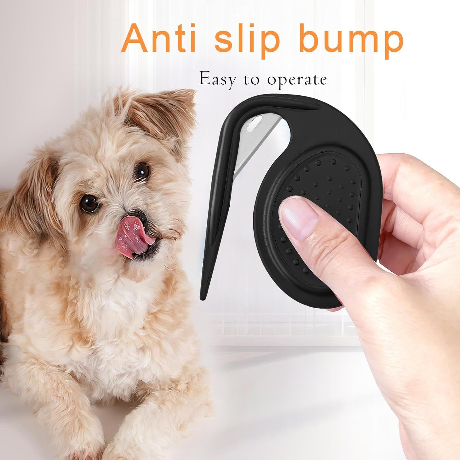 Pet Dematting Comb, Professional Dog Matting Tool, Hair Dematting Tool, Open Knot Comb, Comb Hair Cutter Puppy Kitten Hair Furr Shedding Grooming Trimmer Comb Brush - Black image number 3