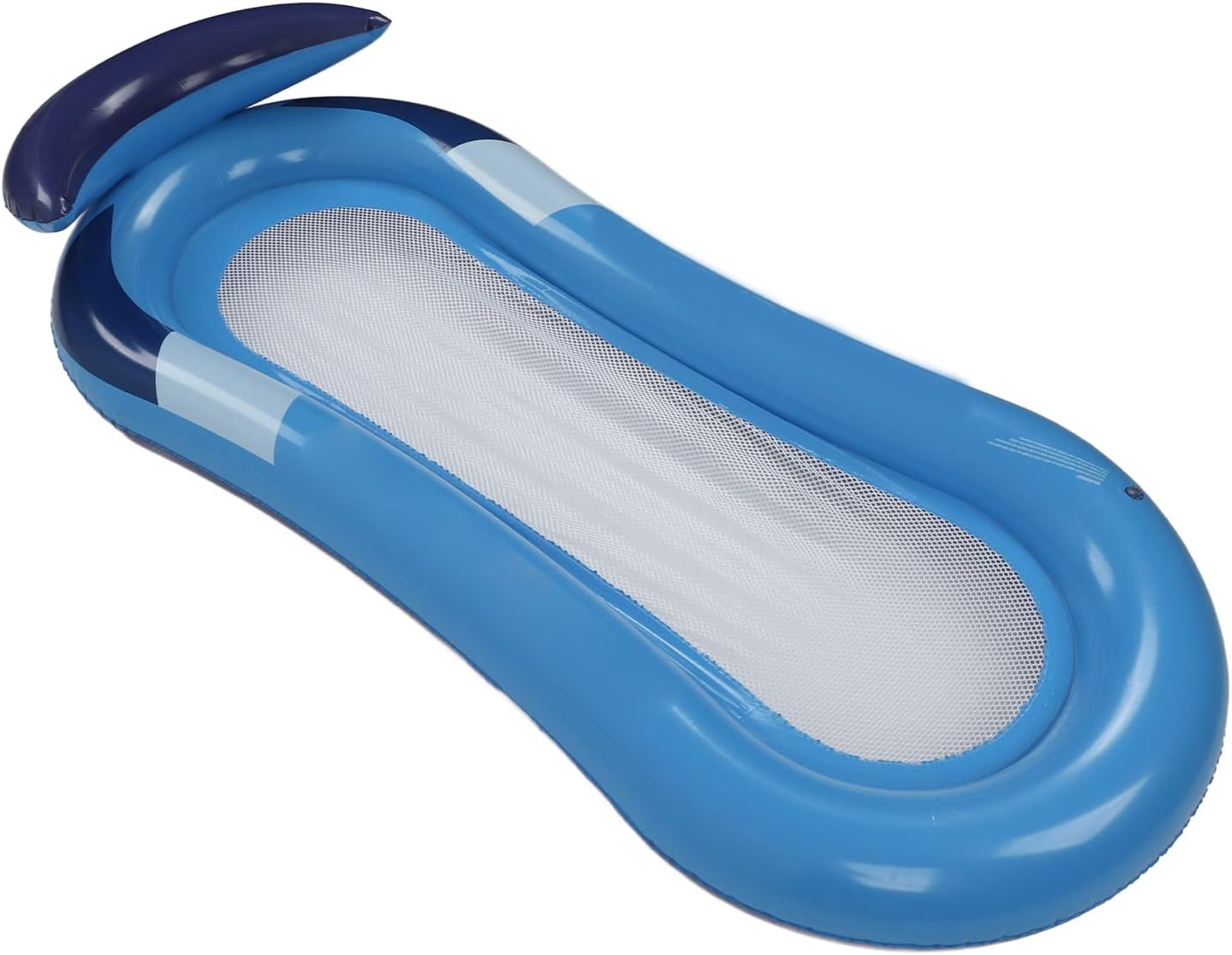 EVTSCAN 63"X31" Floating Pool Bed with Headrest, Foldable PVC Soft Mesh Inflatable Swimming Pool Loungers, Water Hammock for Adults, Kids Pool Lake Beach Pond River Island image number 6