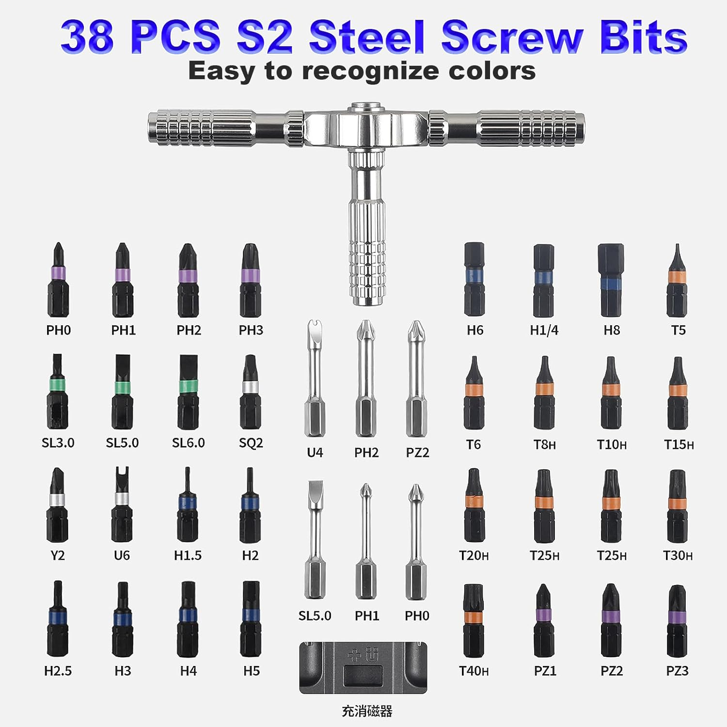 Lecoirrax 40-In-1 Magnetic Screwdriver Set, DIY Ratchet Screwdriver Set with T Detachable Handle, Portable S2 Alloy Steel Steel Repair Tools for DIY, Electronics, Car, Bicycle, Computer(Black) image number 6