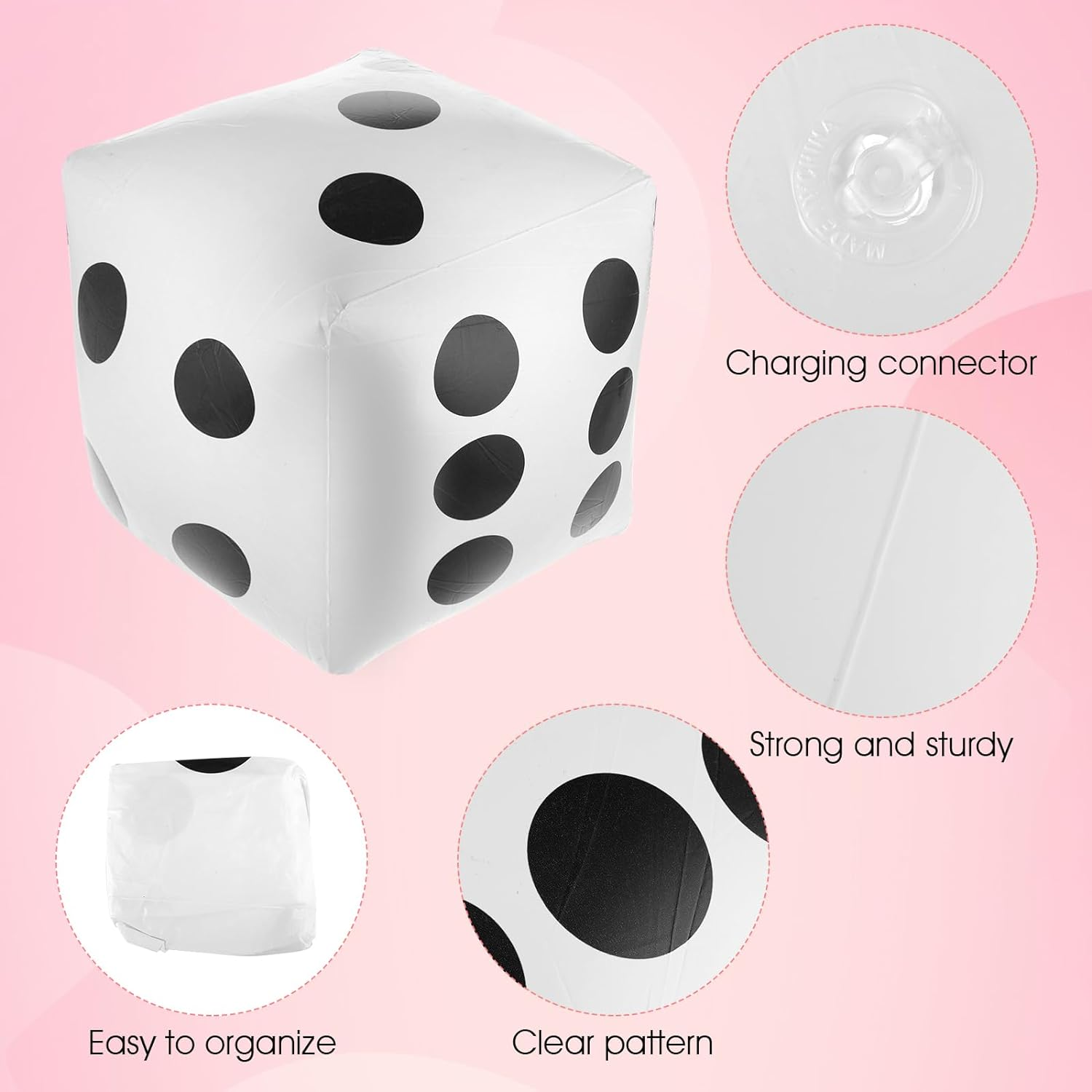 Prasacco Pack of 2 Inflatable Cubes, Giant Cube, Jumbo Inflatable Cube, Pool Toy, Jumbo Cube, Gutter Dice for Pool Games, Lawn Games, Party Favour Outdoor Floor Games