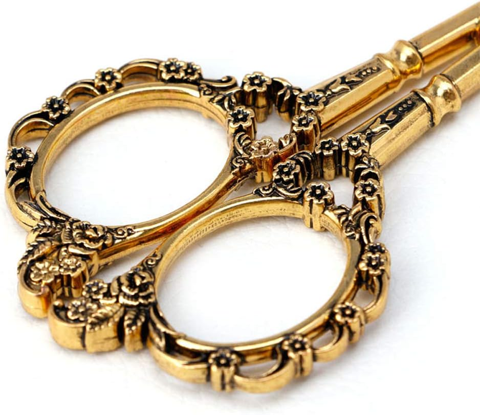 EBANKU Professional Manicure Scissors, Vintage Stainless Steel Cuticle Precision Beauty Grooming for Nail, Facial Hair, Eyebrow, Eyelash, Nose Hair (Gold) image number 3