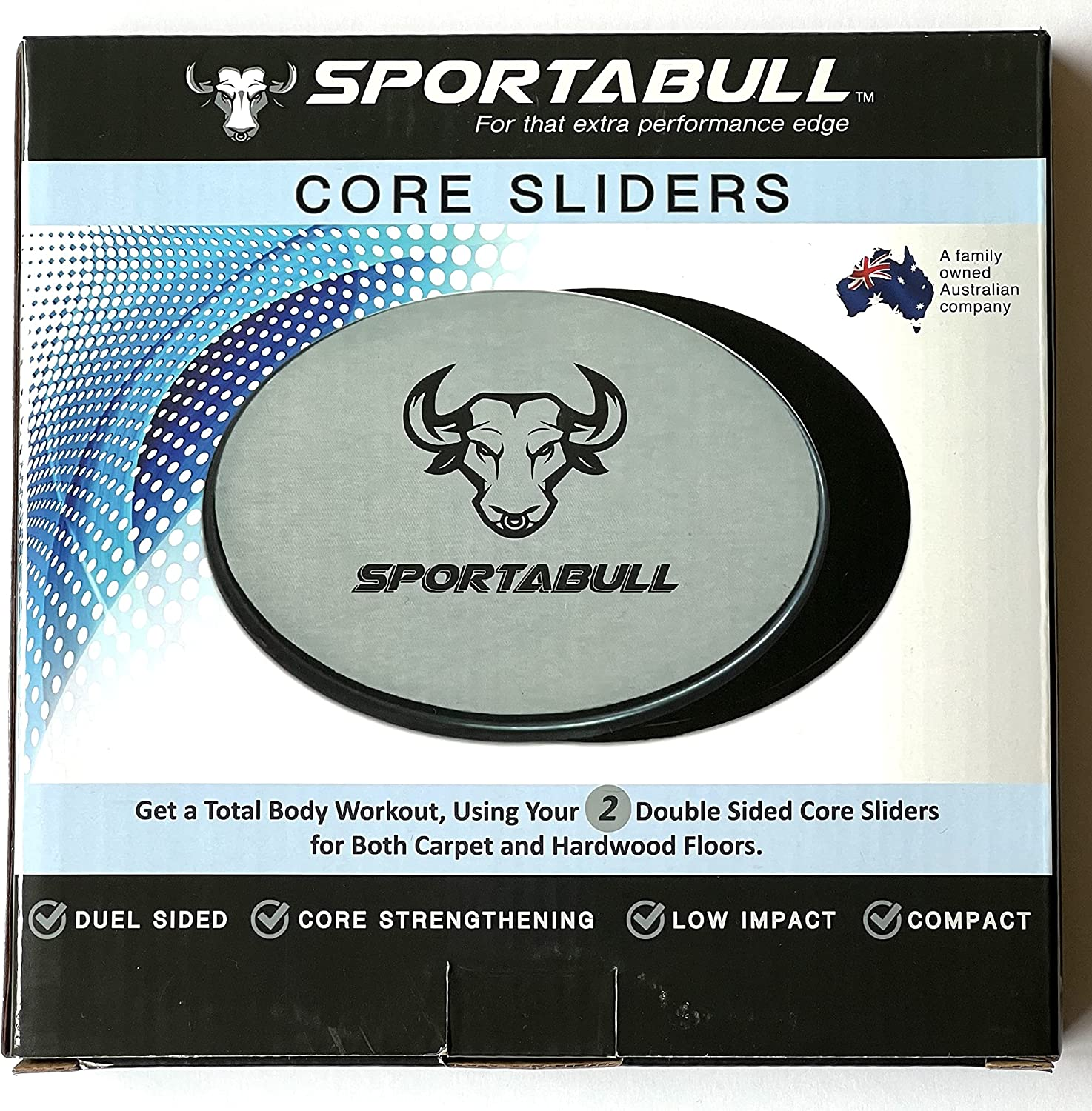 SPORTABULL Duel Sided Core Sliders - Premium Gliding Sliding Discs Double Purpose Hard Floors or Carpet for Home Gym Yoga Abs Workout Full Body Training image number 5